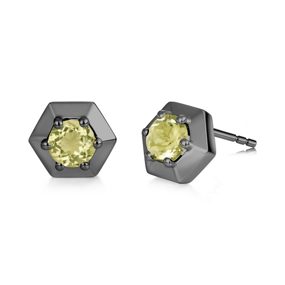 Minimalist Solitaire Round Alexandrite Stud Earrings - LUO Jewelry #gemstone_Lemon Quartz