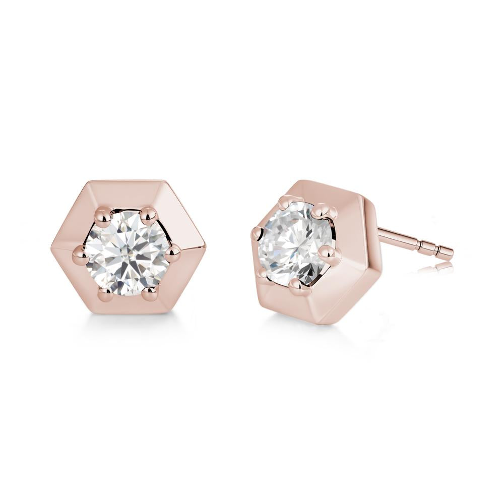 Minimalist Solitaire Round Alexandrite Stud Earrings - LUO Jewelry #gemstone_Moissanite
