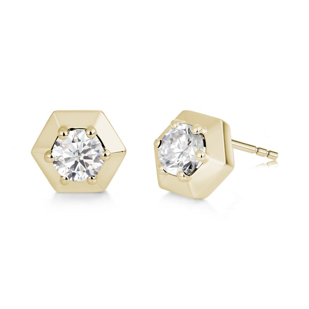Minimalist Solitaire Round Alexandrite Stud Earrings - LUO Jewelry #gemstone_Moissanite