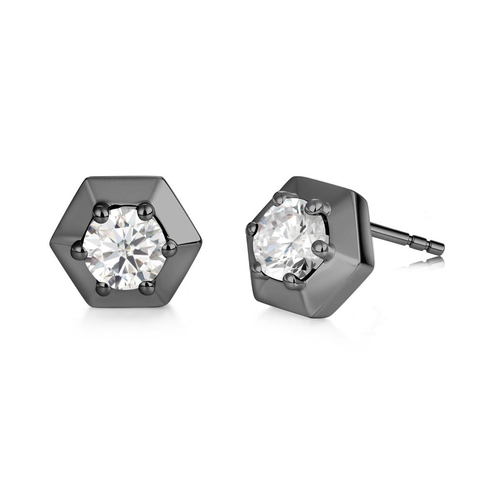 Minimalist Solitaire Round Alexandrite Stud Earrings - LUO Jewelry #gemstone_Moissanite