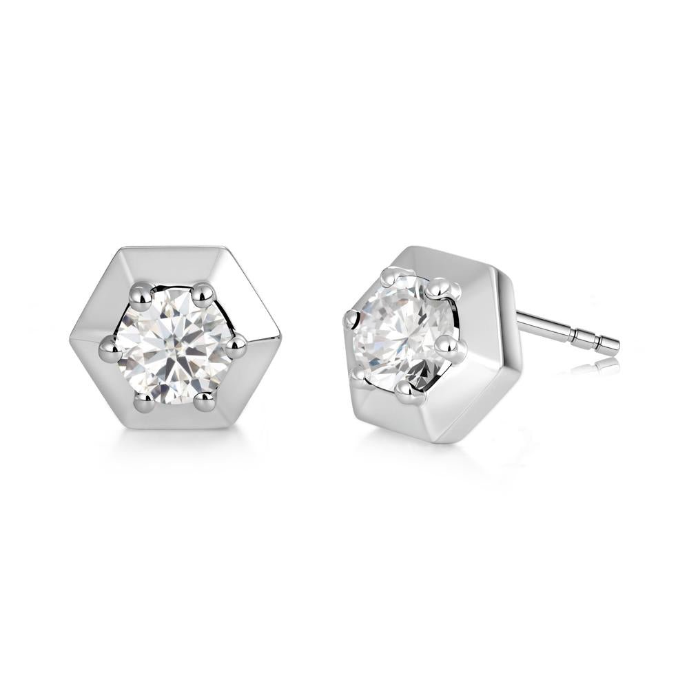 Minimalist Solitaire Round Alexandrite Stud Earrings - LUO Jewelry #gemstone_Moissanite