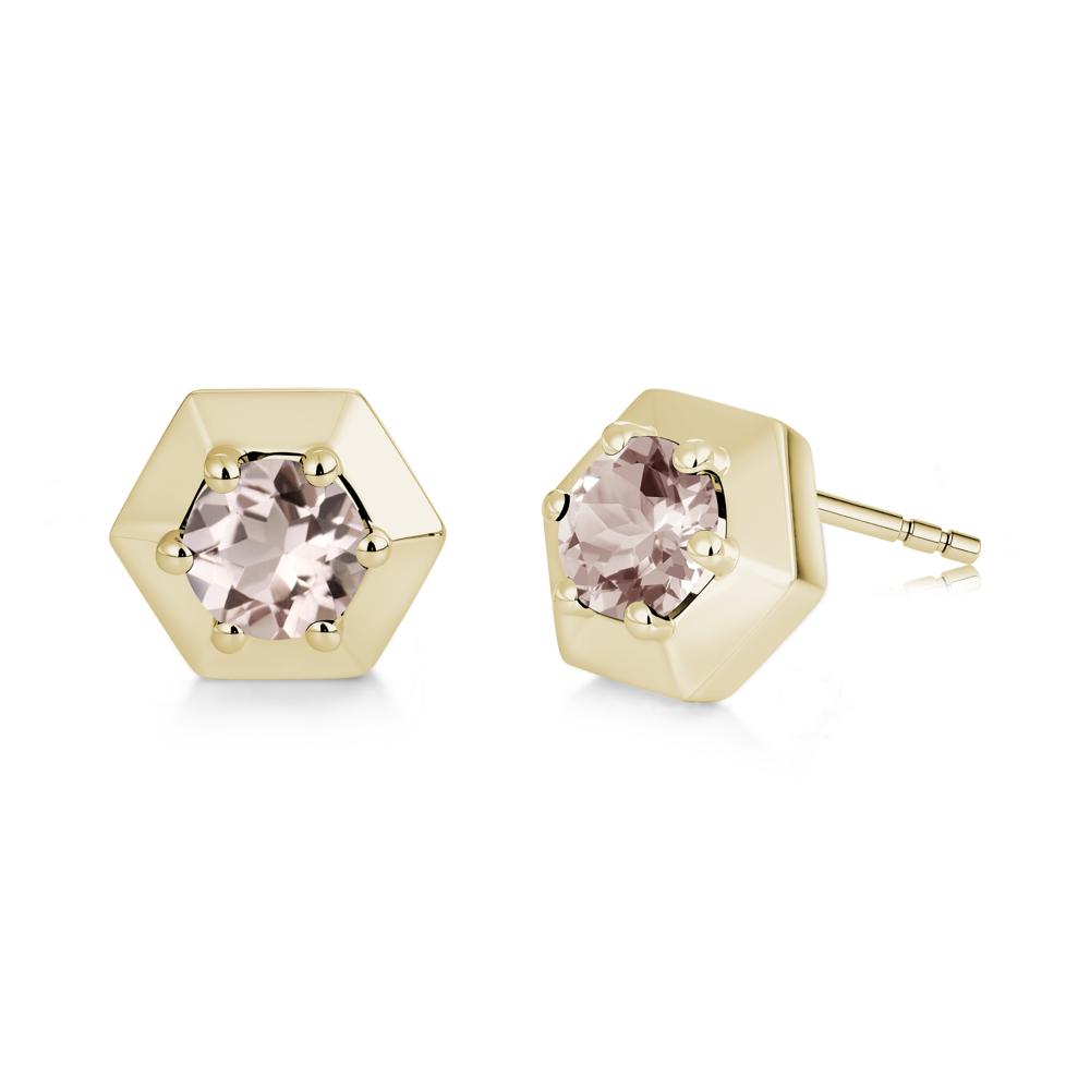 Minimalist Solitaire Round Alexandrite Stud Earrings - LUO Jewelry #gemstone_Morganite