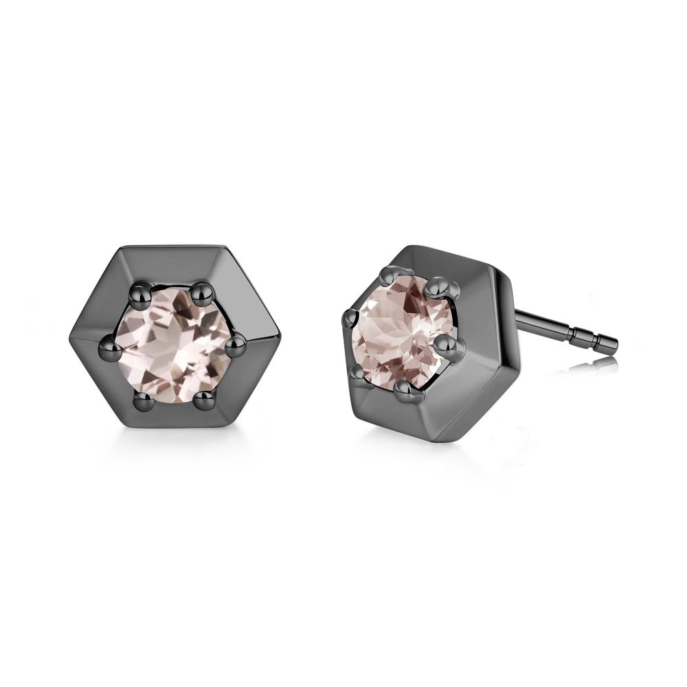 Minimalist Solitaire Round Alexandrite Stud Earrings - LUO Jewelry #gemstone_Morganite