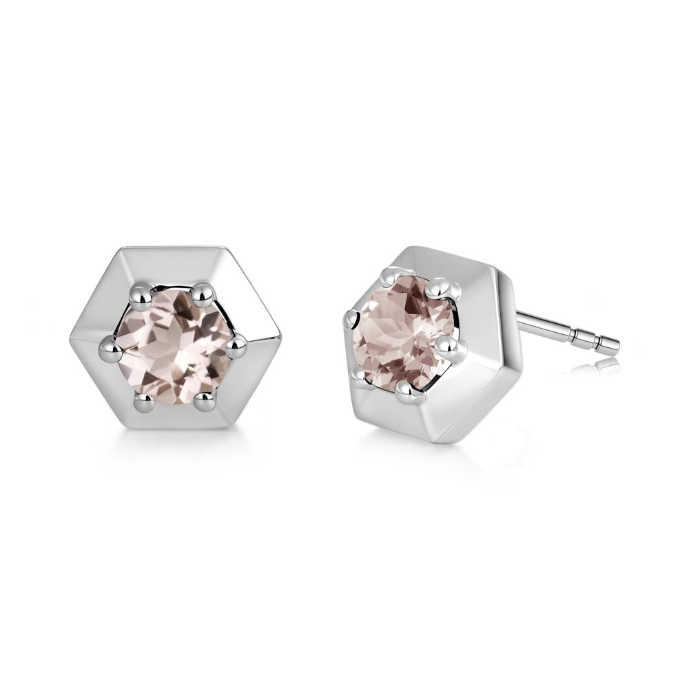 Minimalist Solitaire Round Alexandrite Stud Earrings - LUO Jewelry #gemstone_Morganite
