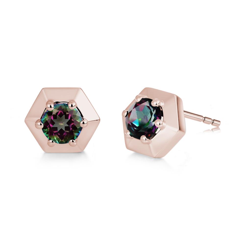 Minimalist Solitaire Round Alexandrite Stud Earrings - LUO Jewelry #gemstone_Mystic Topaz