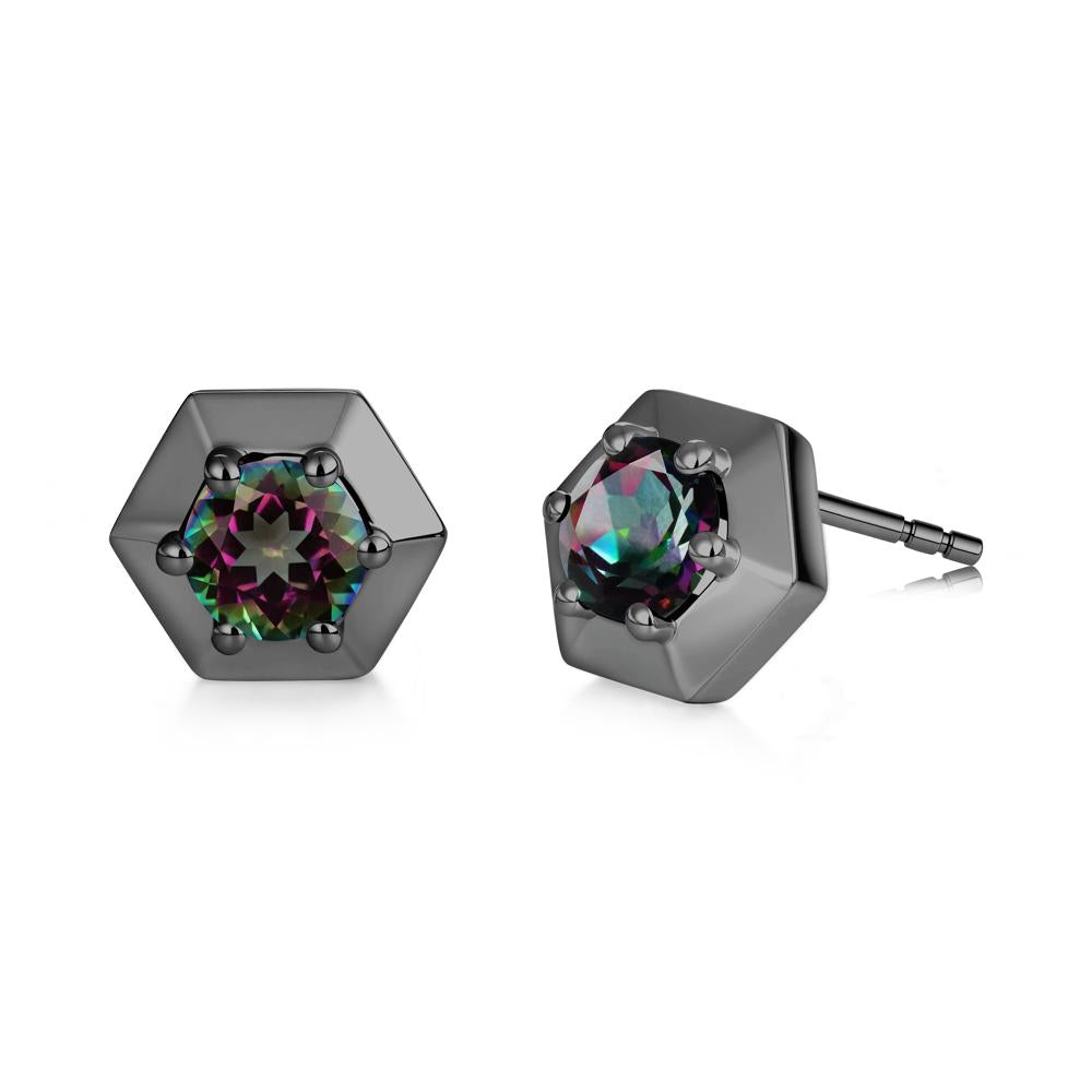 Minimalist Solitaire Round Alexandrite Stud Earrings - LUO Jewelry #gemstone_Mystic Topaz