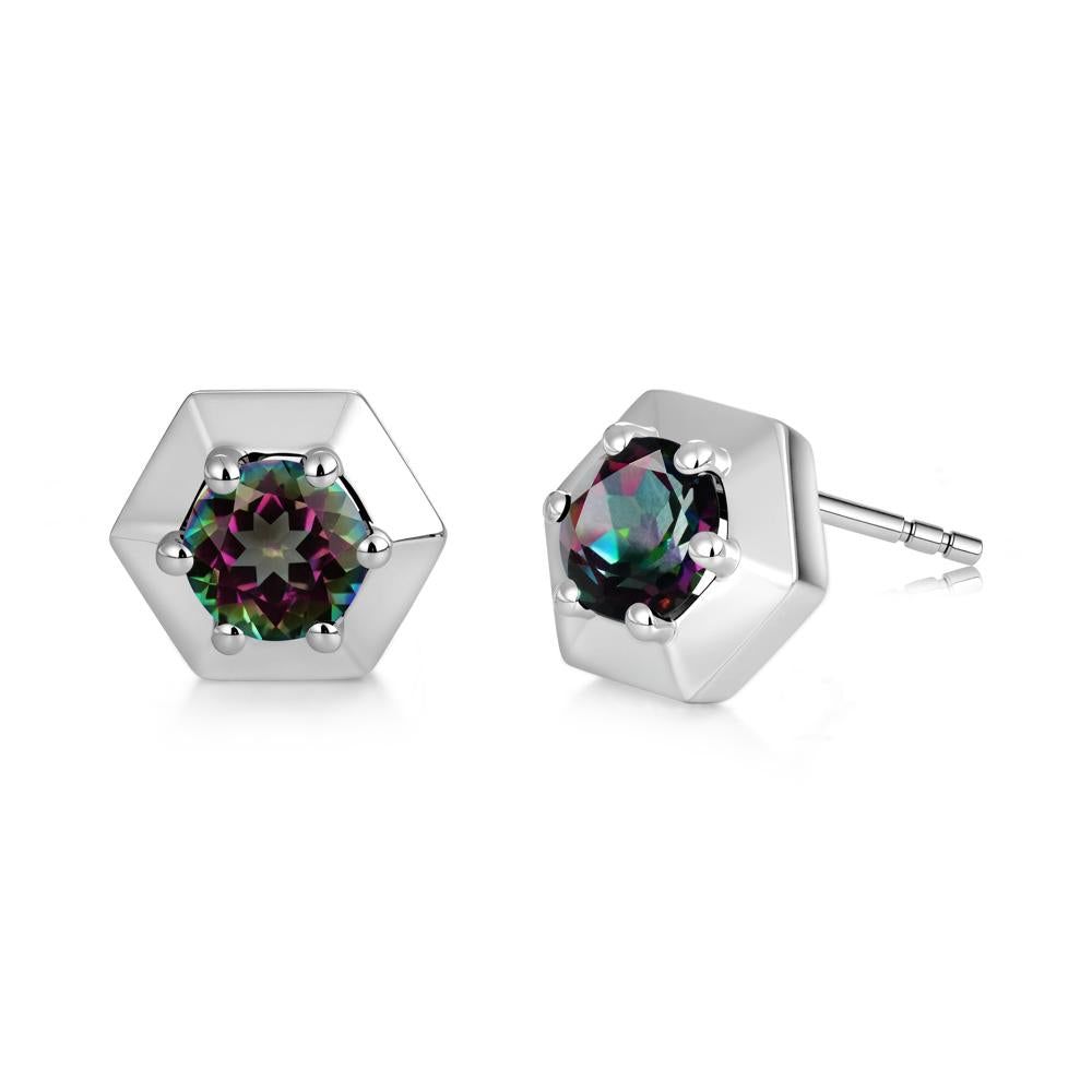 Minimalist Solitaire Round Alexandrite Stud Earrings - LUO Jewelry #gemstone_Mystic Topaz