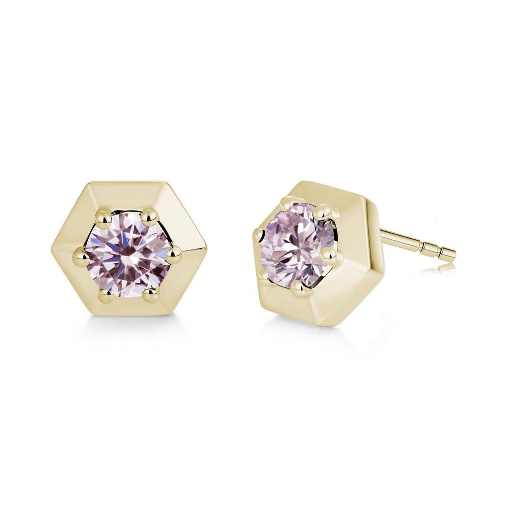 Minimalist Solitaire Round Alexandrite Stud Earrings - LUO Jewelry #gemstone_Pink Cubic Zirconia