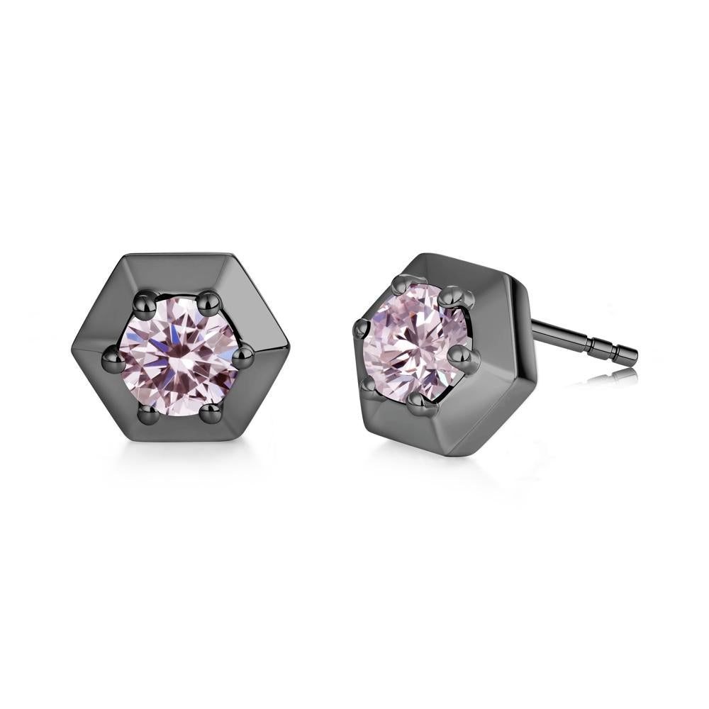 Minimalist Solitaire Round Alexandrite Stud Earrings - LUO Jewelry #gemstone_Pink Cubic Zirconia