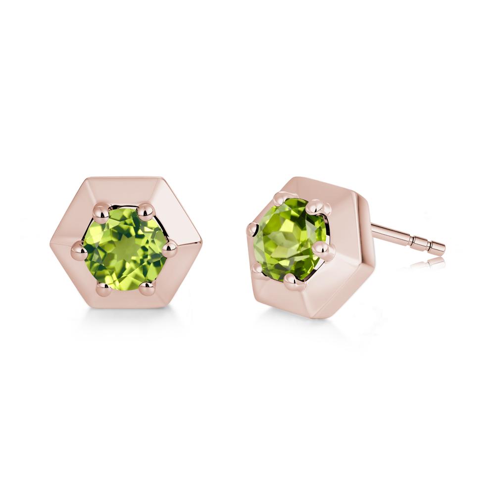 Minimalist Solitaire Round Alexandrite Stud Earrings - LUO Jewelry #gemstone_Peridot