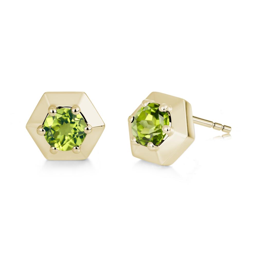 Minimalist Solitaire Round Alexandrite Stud Earrings - LUO Jewelry #gemstone_Peridot
