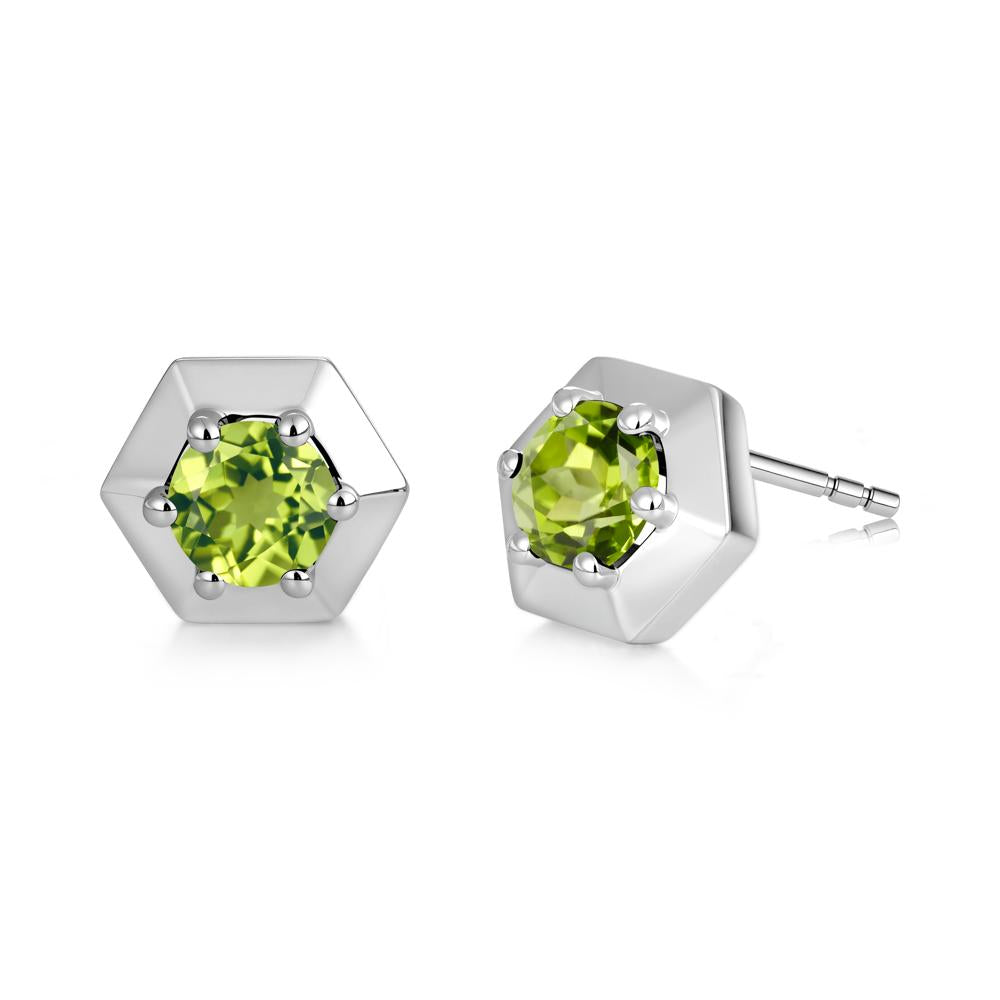 Minimalist Solitaire Round Alexandrite Stud Earrings - LUO Jewelry #gemstone_Peridot