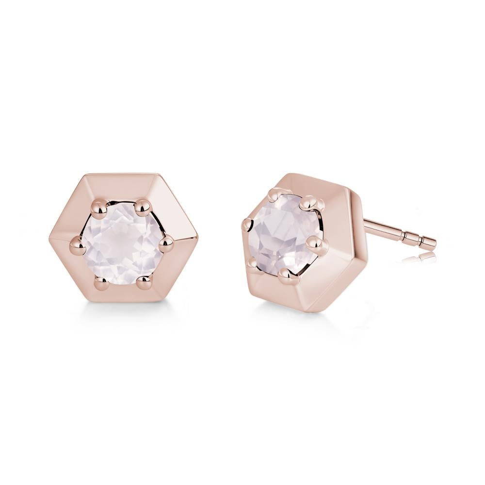 Minimalist Solitaire Round Alexandrite Stud Earrings - LUO Jewelry #gemstone_Rose Quartz