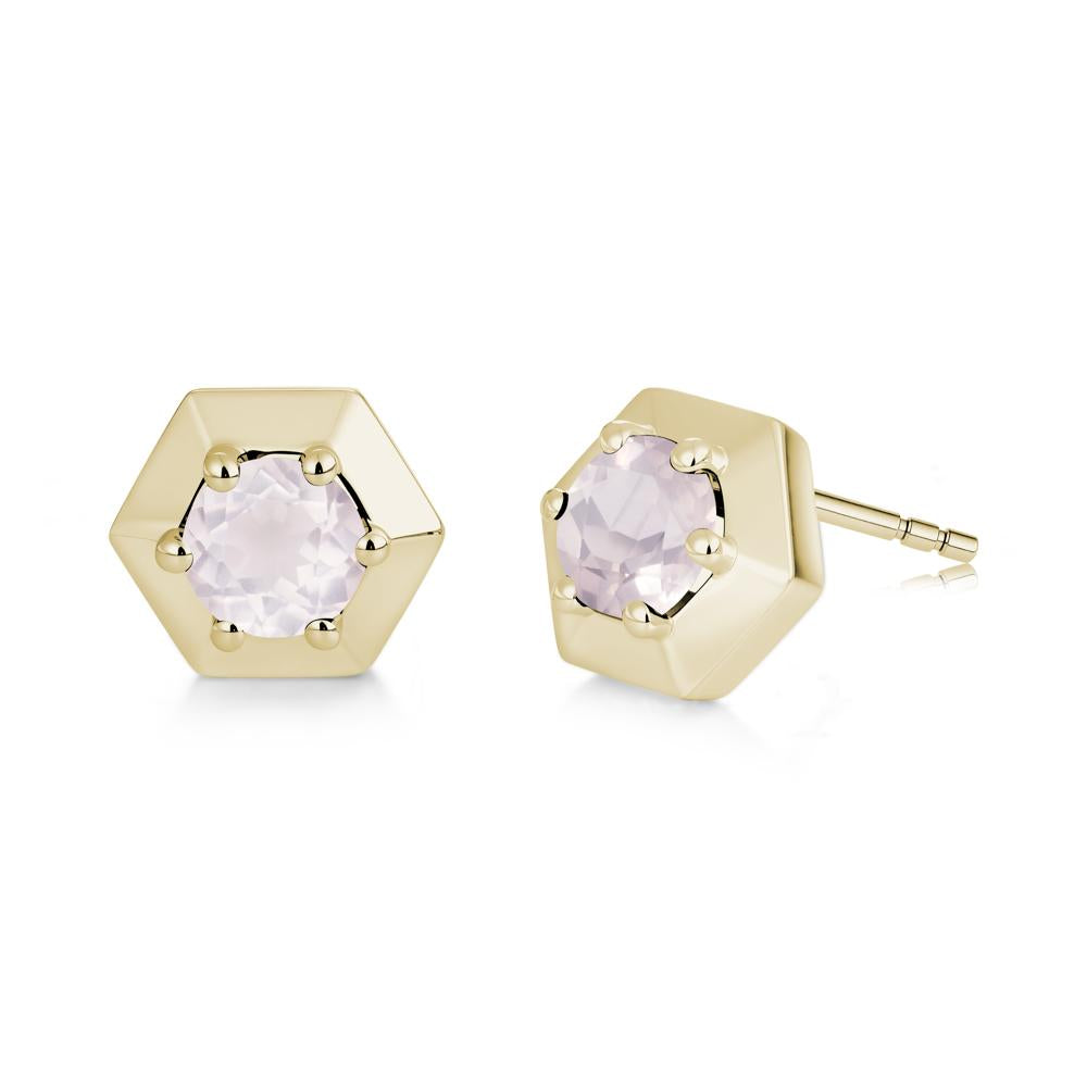 Minimalist Solitaire Round Alexandrite Stud Earrings - LUO Jewelry #gemstone_Rose Quartz