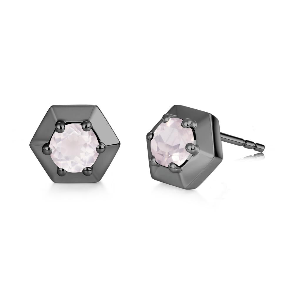 Minimalist Solitaire Round Alexandrite Stud Earrings - LUO Jewelry #gemstone_Rose Quartz