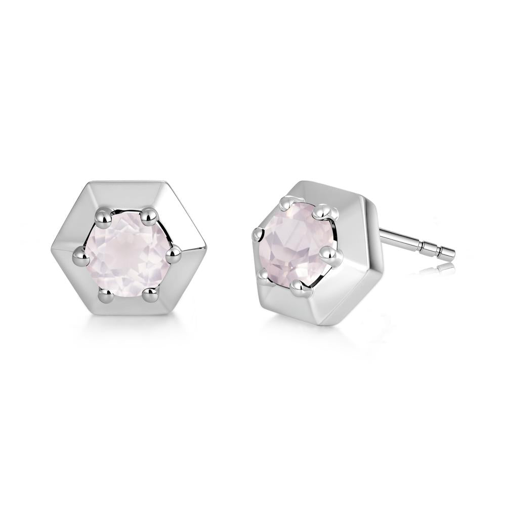 Minimalist Solitaire Round Alexandrite Stud Earrings - LUO Jewelry #gemstone_Rose Quartz