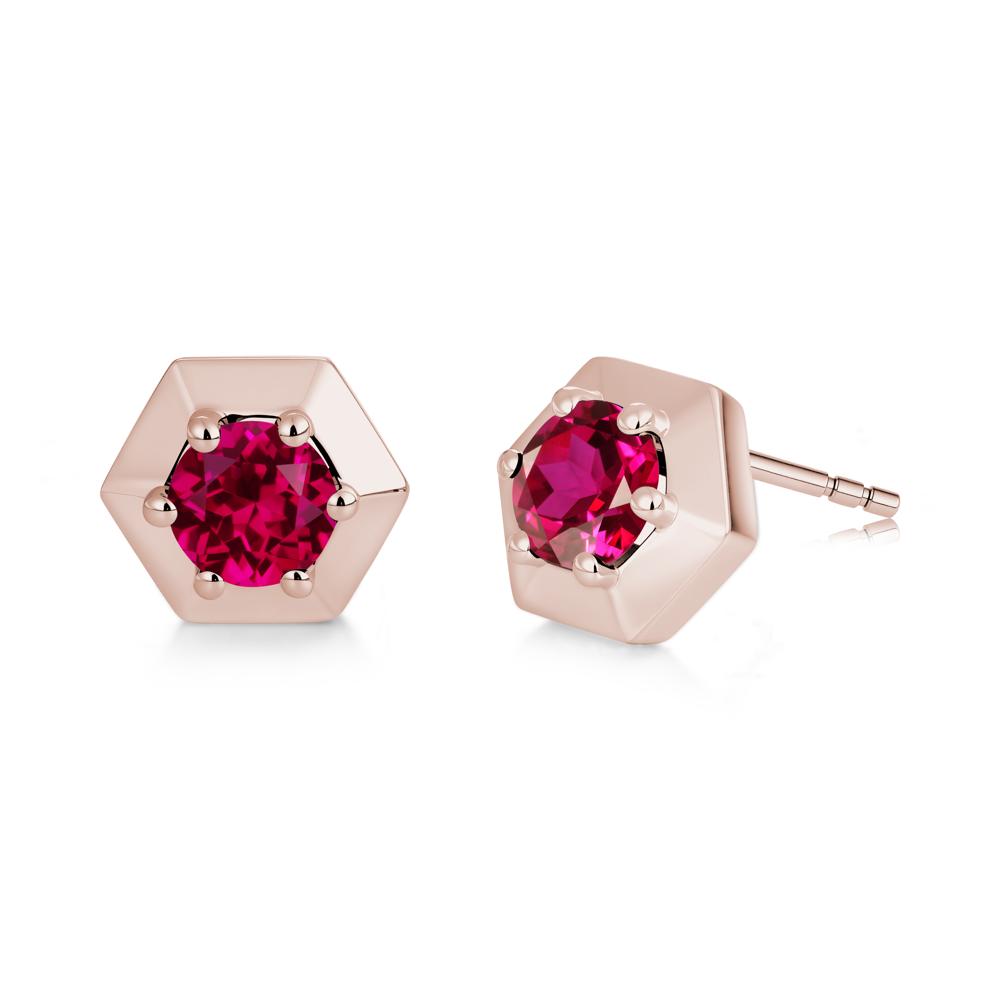 Minimalist Solitaire Round Alexandrite Stud Earrings - LUO Jewelry #gemstone_Ruby