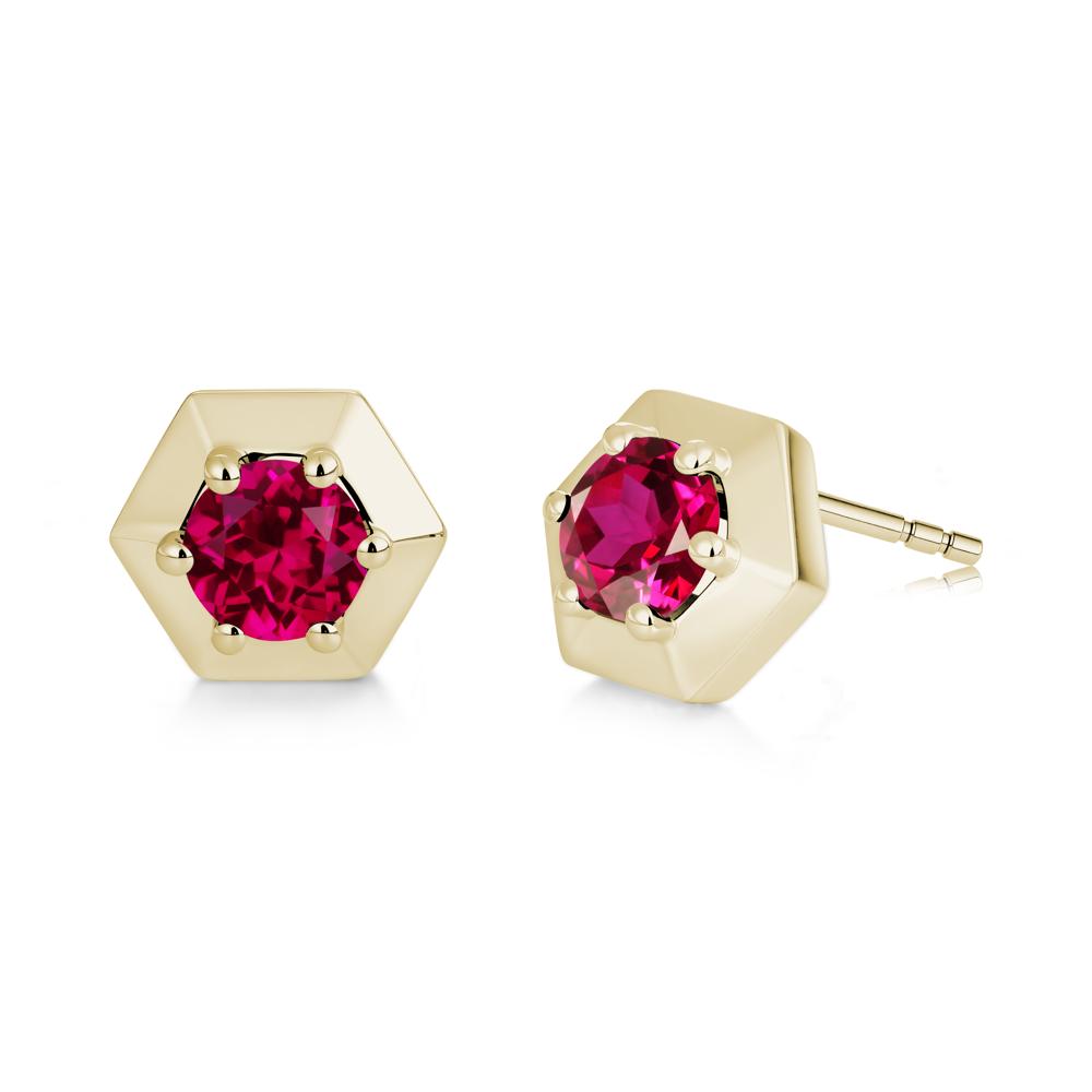 Minimalist Solitaire Round Alexandrite Stud Earrings - LUO Jewelry #gemstone_Ruby
