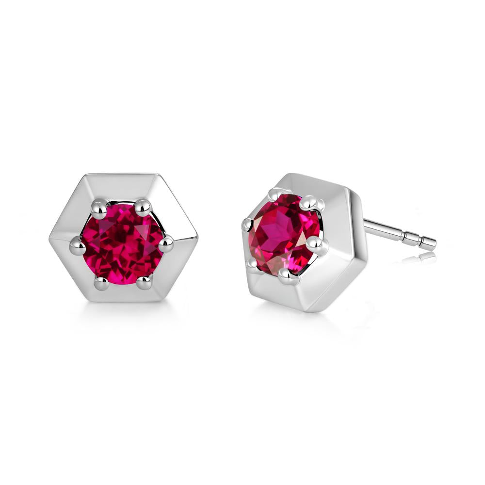 Minimalist Solitaire Round Alexandrite Stud Earrings - LUO Jewelry #gemstone_Ruby