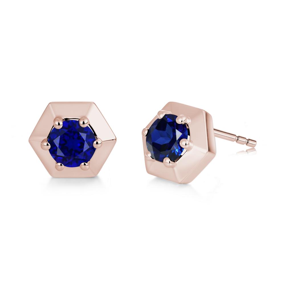 Minimalist Solitaire Round Alexandrite Stud Earrings - LUO Jewelry #gemstone_Sapphire