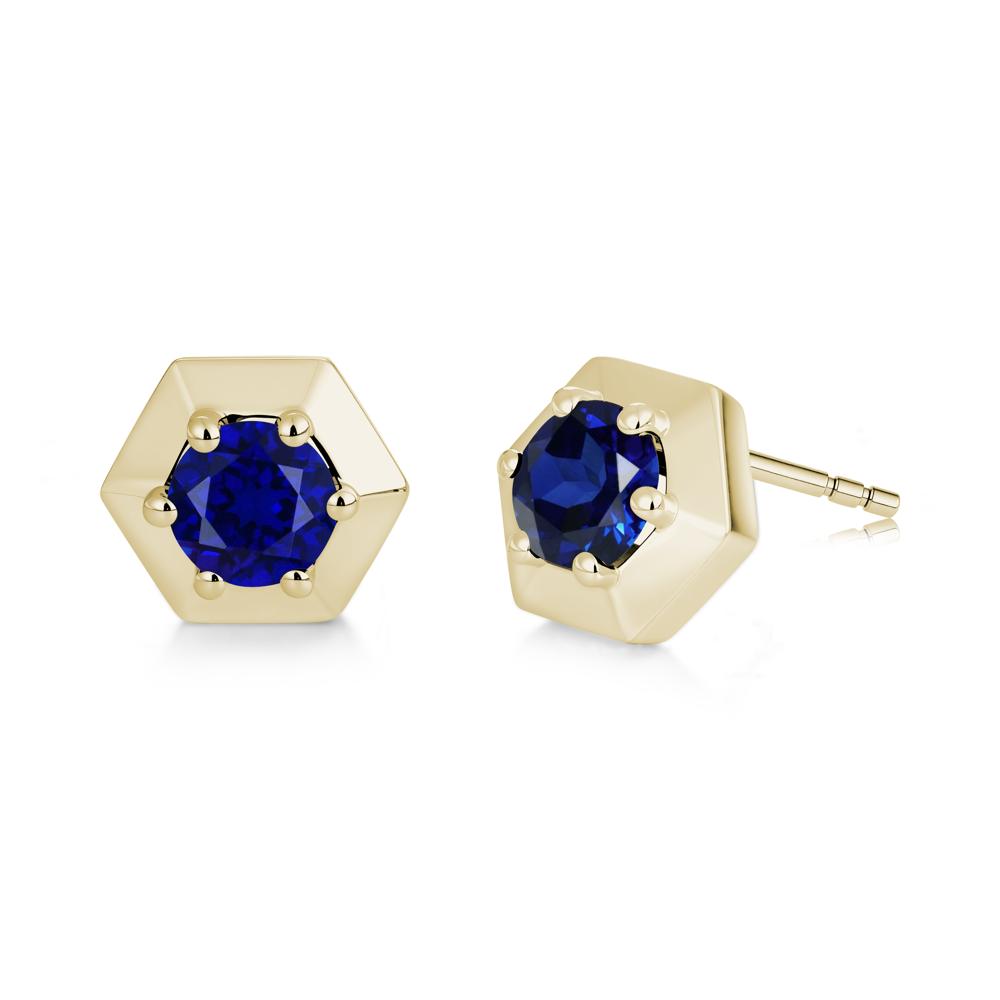 Minimalist Solitaire Round Alexandrite Stud Earrings - LUO Jewelry #gemstone_Sapphire