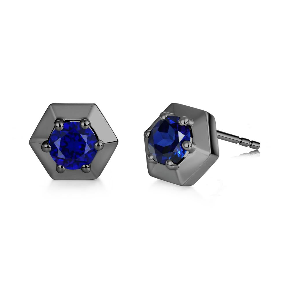 Minimalist Solitaire Round Alexandrite Stud Earrings - LUO Jewelry #gemstone_Sapphire
