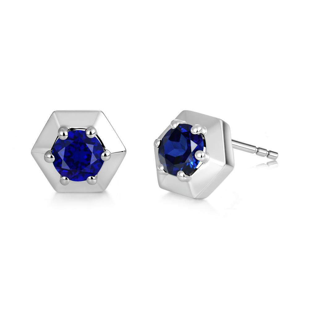Minimalist Solitaire Round Alexandrite Stud Earrings - LUO Jewelry #gemstone_Sapphire
