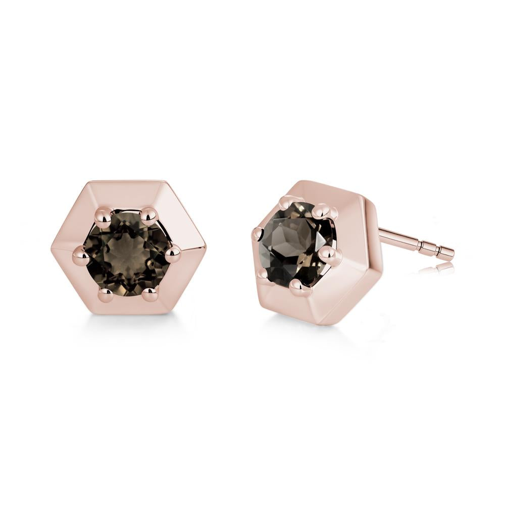 Minimalist Solitaire Round Alexandrite Stud Earrings - LUO Jewelry #gemstone_Smoky Quartz