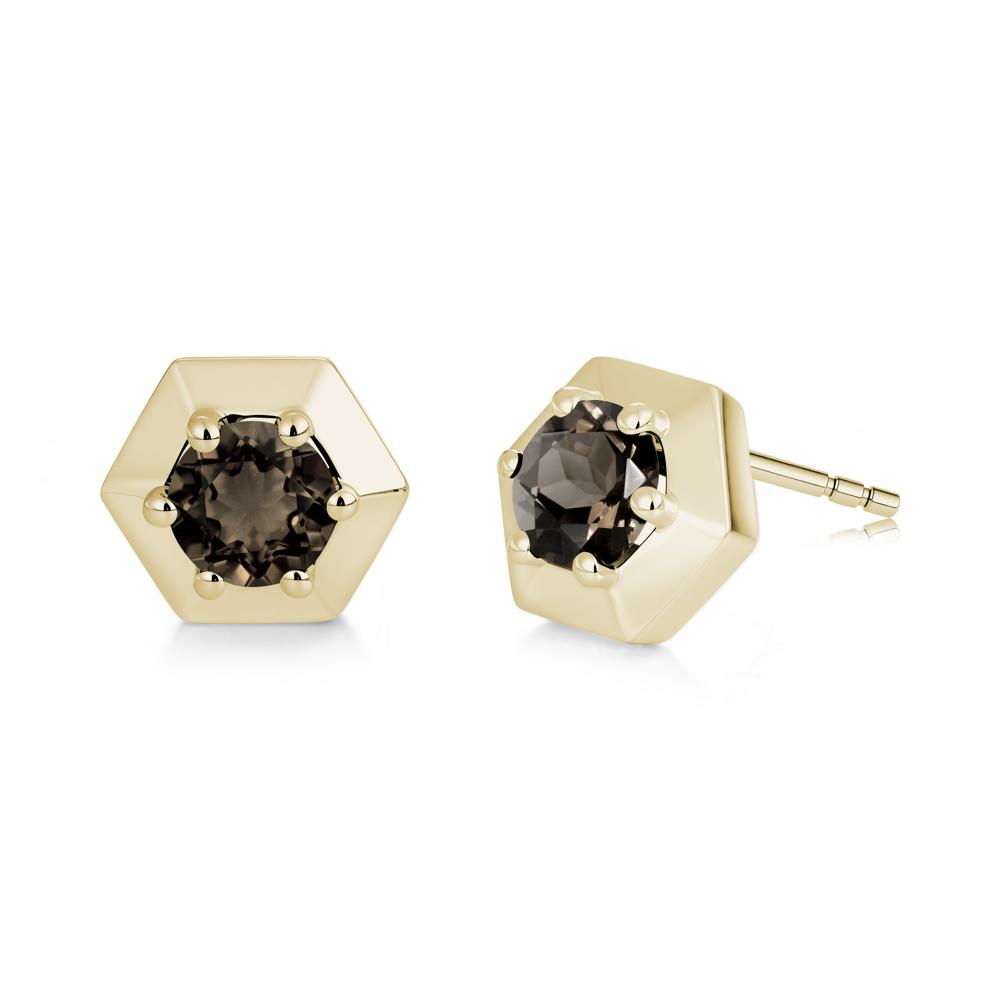 Minimalist Solitaire Round Alexandrite Stud Earrings - LUO Jewelry #gemstone_Smoky Quartz
