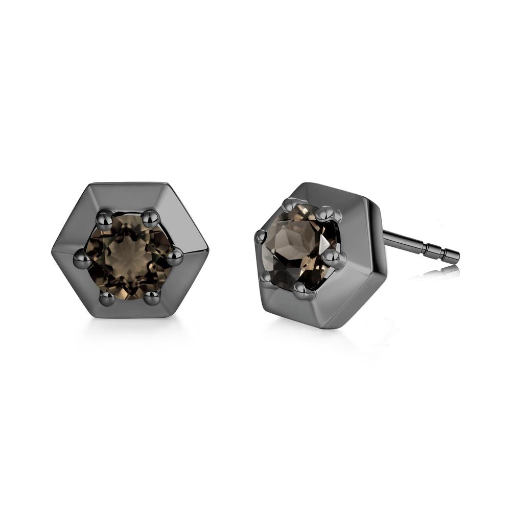 Minimalist Solitaire Round Alexandrite Stud Earrings - LUO Jewelry #gemstone_Smoky Quartz