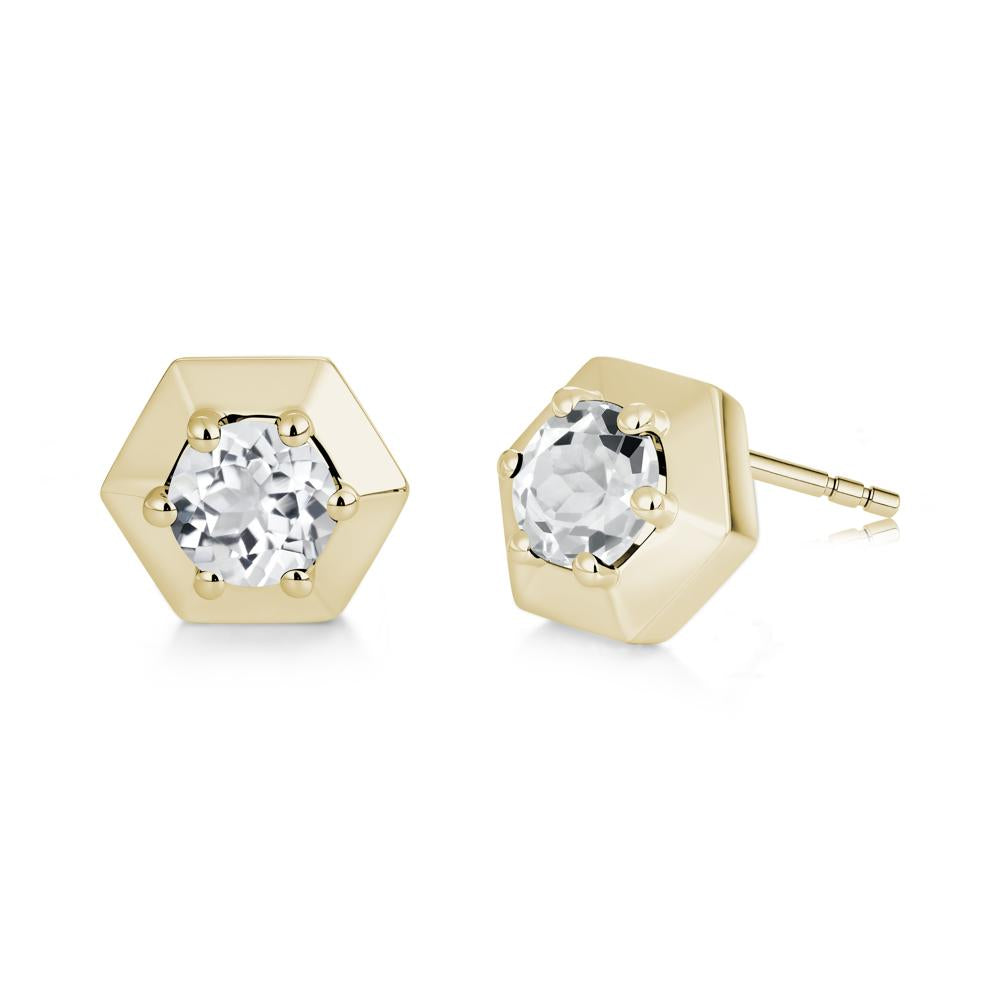 Minimalist Solitaire Round Alexandrite Stud Earrings - LUO Jewelry #gemstone_White Topaz