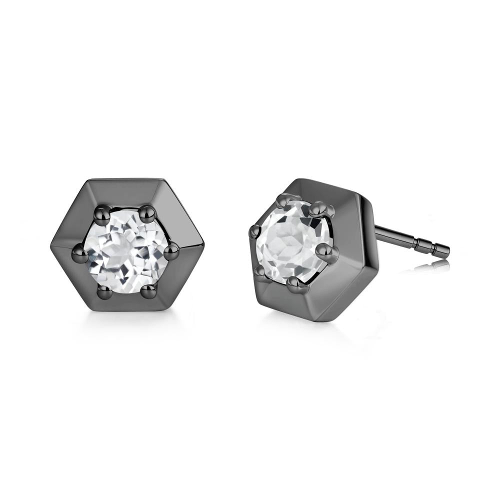 Minimalist Solitaire Round Alexandrite Stud Earrings - LUO Jewelry #gemstone_White Topaz
