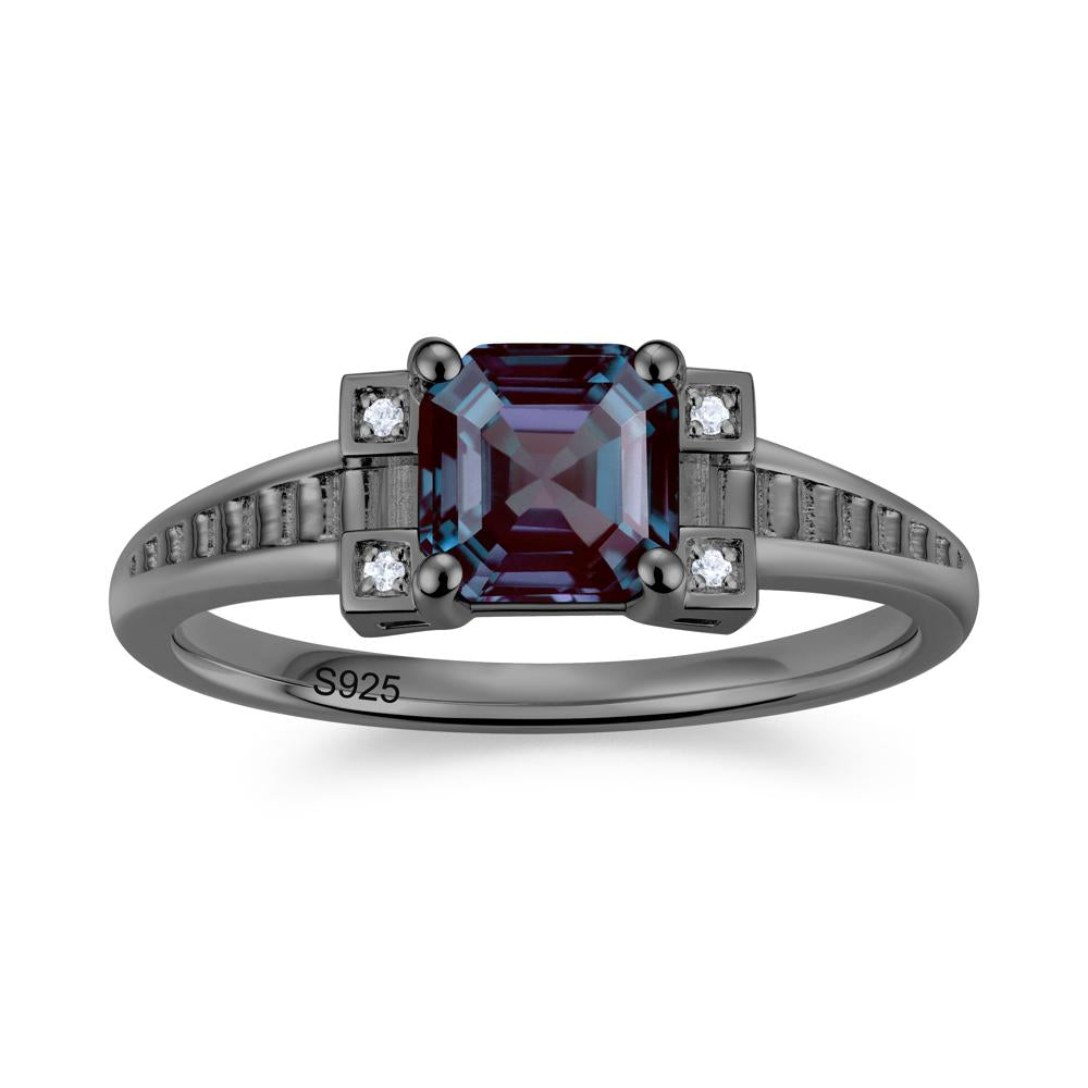 Asscher Cut Amethyst Tapered Ring - LUO Jewelry #gemstone_Alexandrite