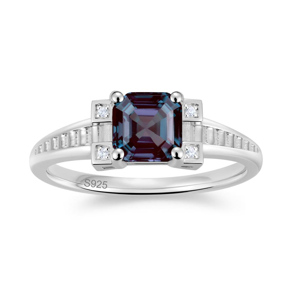 Asscher Cut Amethyst Tapered Ring - LUO Jewelry #gemstone_Alexandrite