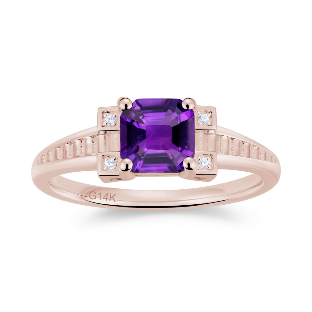 Asscher Cut Amethyst Tapered Ring - LUO Jewelry #gemstone_Amethyst