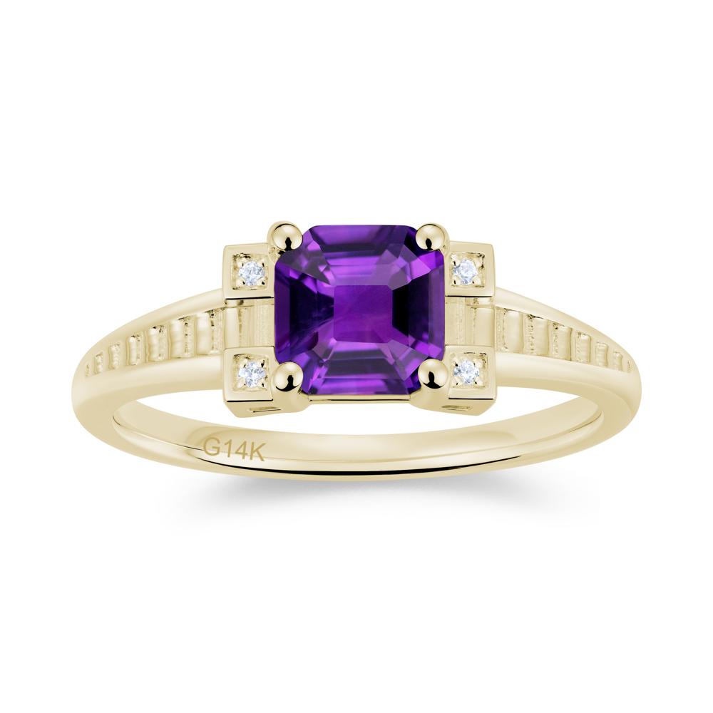Asscher Cut Amethyst Tapered Ring - LUO Jewelry #gemstone_Amethyst