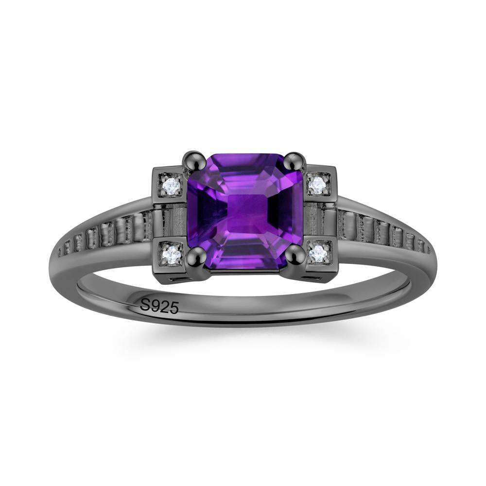 Asscher Cut Amethyst Tapered Ring - LUO Jewelry #gemstone_Amethyst