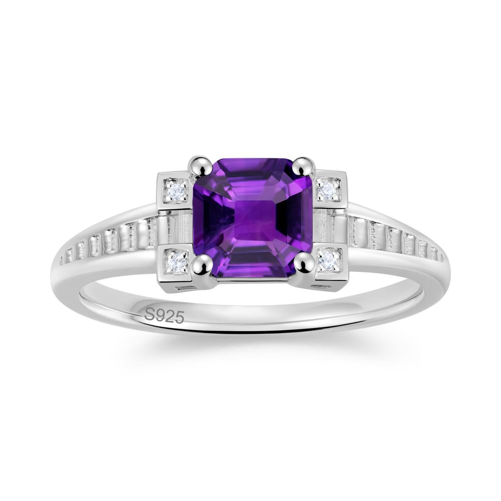Asscher Cut Amethyst Tapered Ring - LUO Jewelry #gemstone_Amethyst