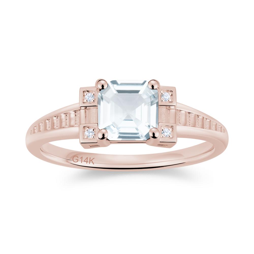 Asscher Cut Amethyst Tapered Ring - LUO Jewelry #gemstone_Aquamarine