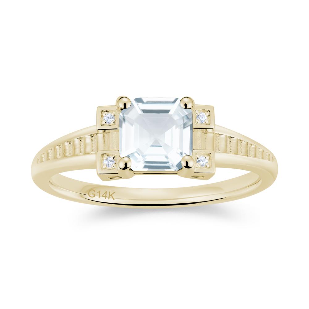 Asscher Cut Amethyst Tapered Ring - LUO Jewelry #gemstone_Aquamarine