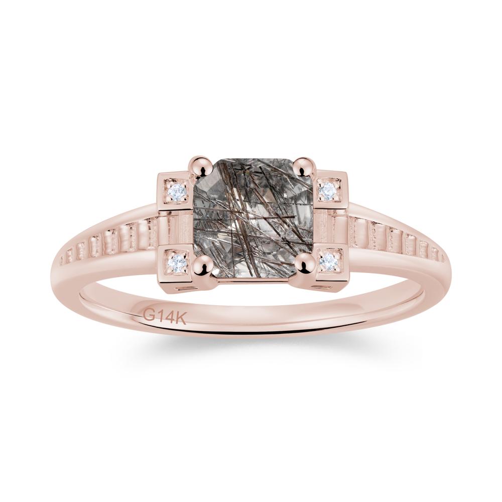 Asscher Cut Amethyst Tapered Ring - LUO Jewelry #gemstone_Black Rutilated Quartz