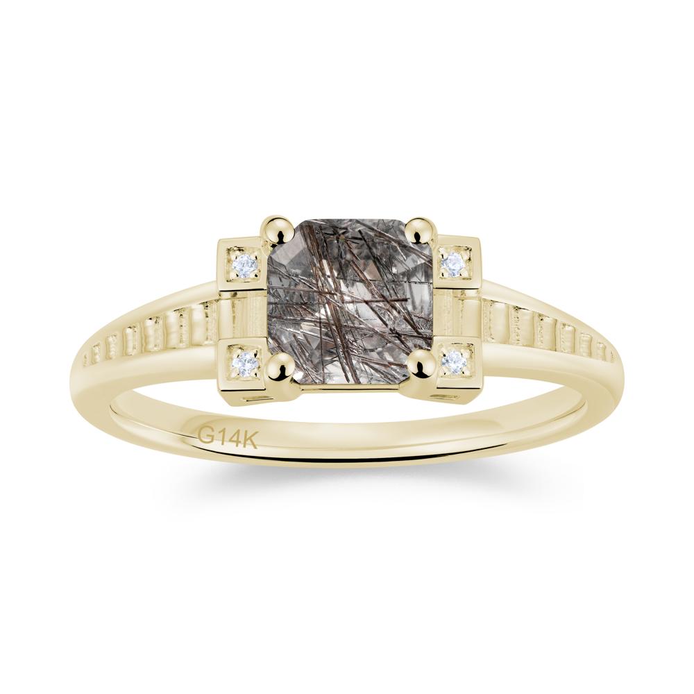 Asscher Cut Amethyst Tapered Ring - LUO Jewelry #gemstone_Black Rutilated Quartz