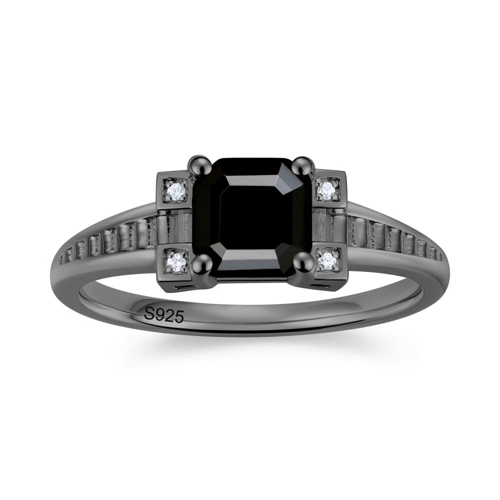Asscher Cut Amethyst Tapered Ring - LUO Jewelry #gemstone_Black Spinel