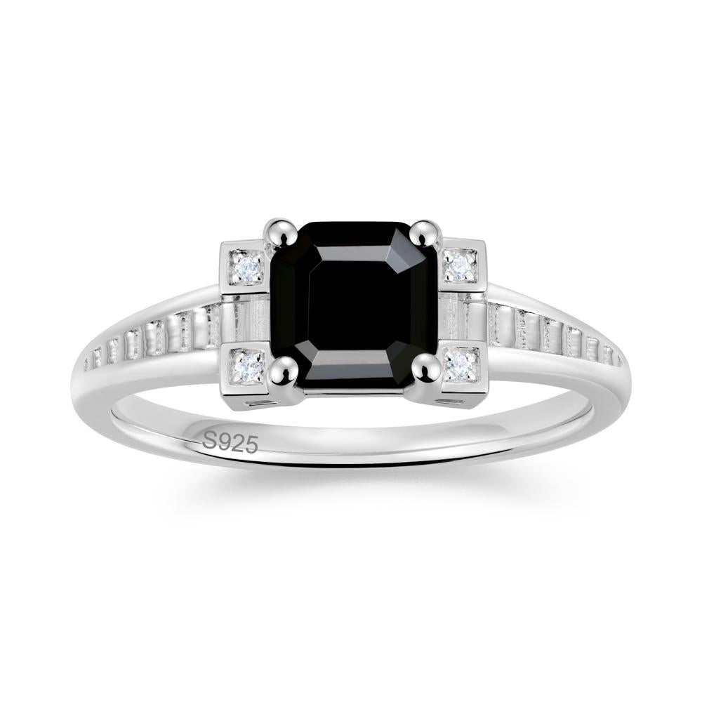 Asscher Cut Amethyst Tapered Ring - LUO Jewelry #gemstone_Black Spinel