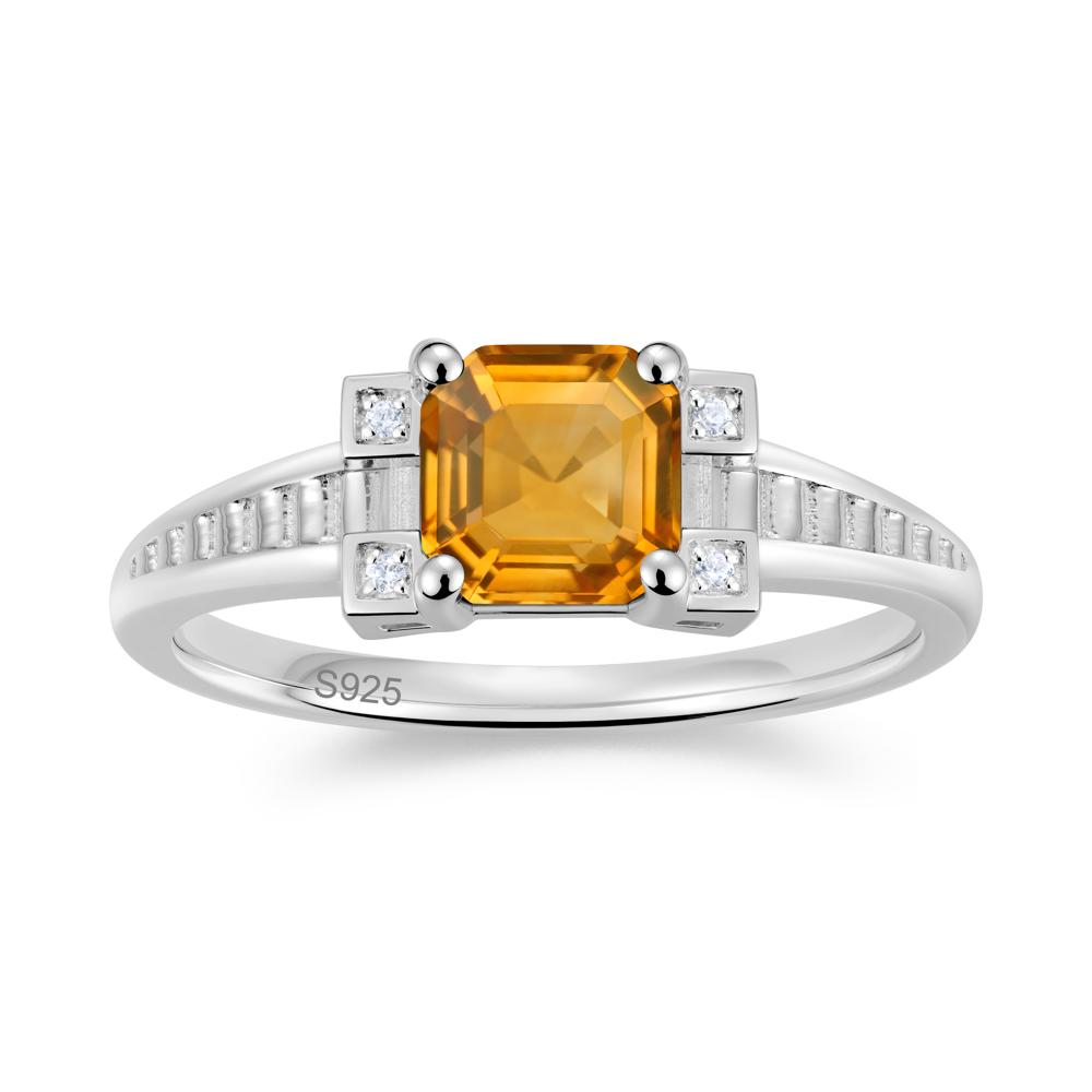 Asscher Cut Amethyst Tapered Ring - LUO Jewelry #gemstone_Citrine