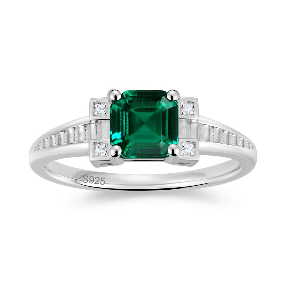 Asscher Cut Amethyst Tapered Ring - LUO Jewelry #gemstone_Emerald