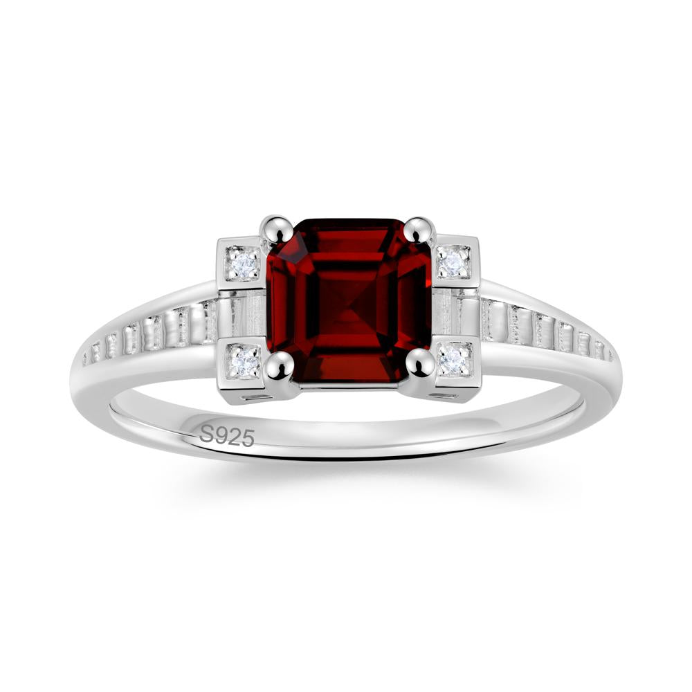 Asscher Cut Amethyst Tapered Ring - LUO Jewelry #gemstone_Garnet