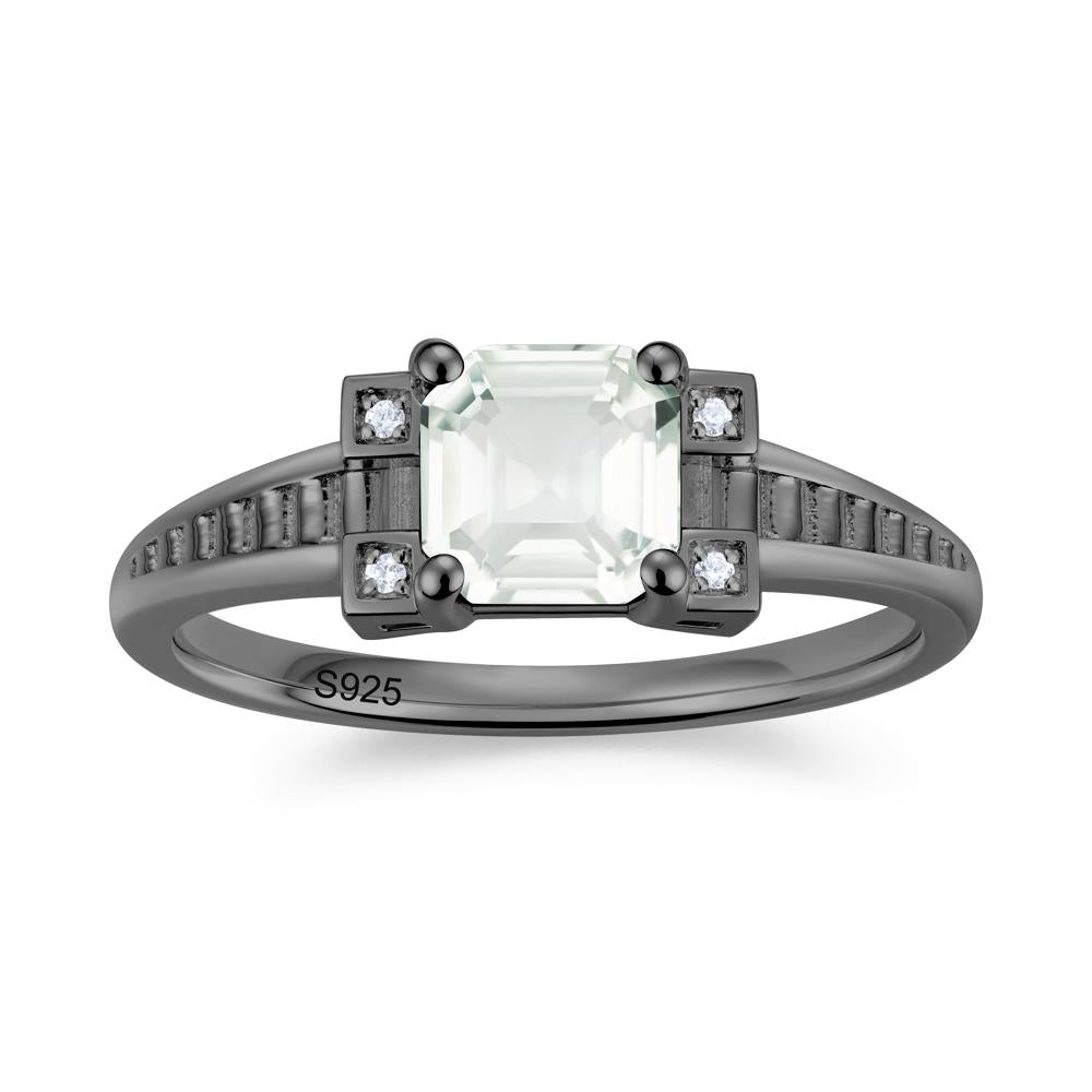 Asscher Cut Amethyst Tapered Ring - LUO Jewelry #gemstone_Green Amethyst