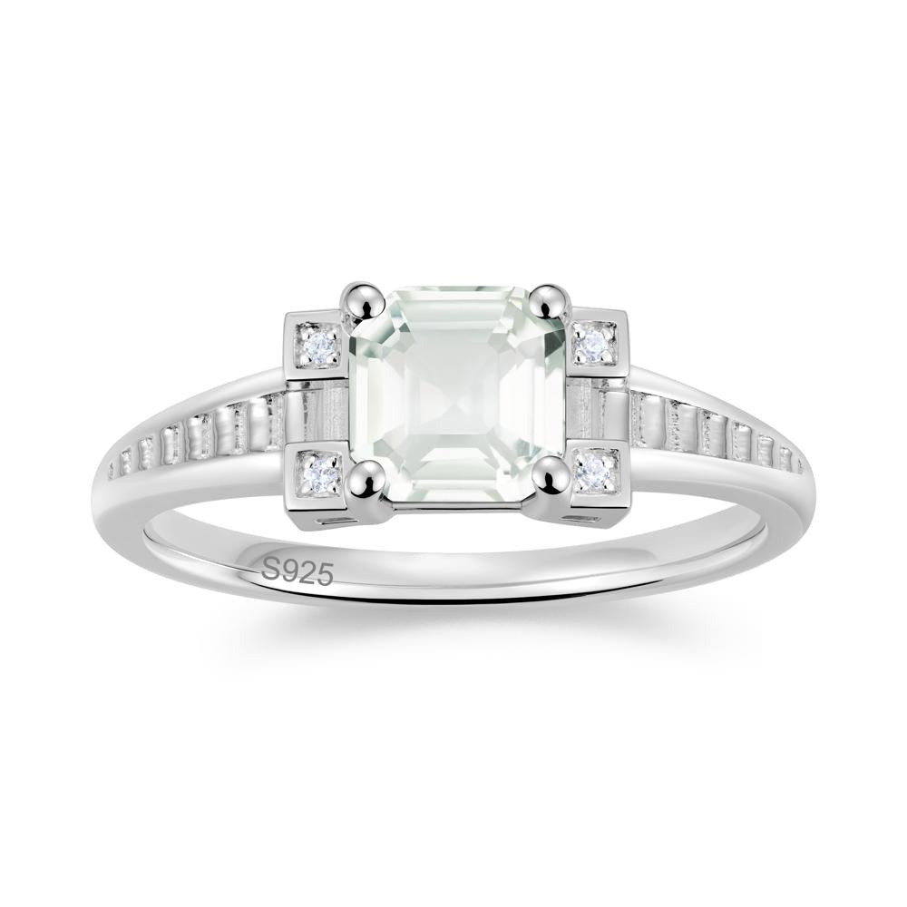 Asscher Cut Amethyst Tapered Ring - LUO Jewelry #gemstone_Green Amethyst