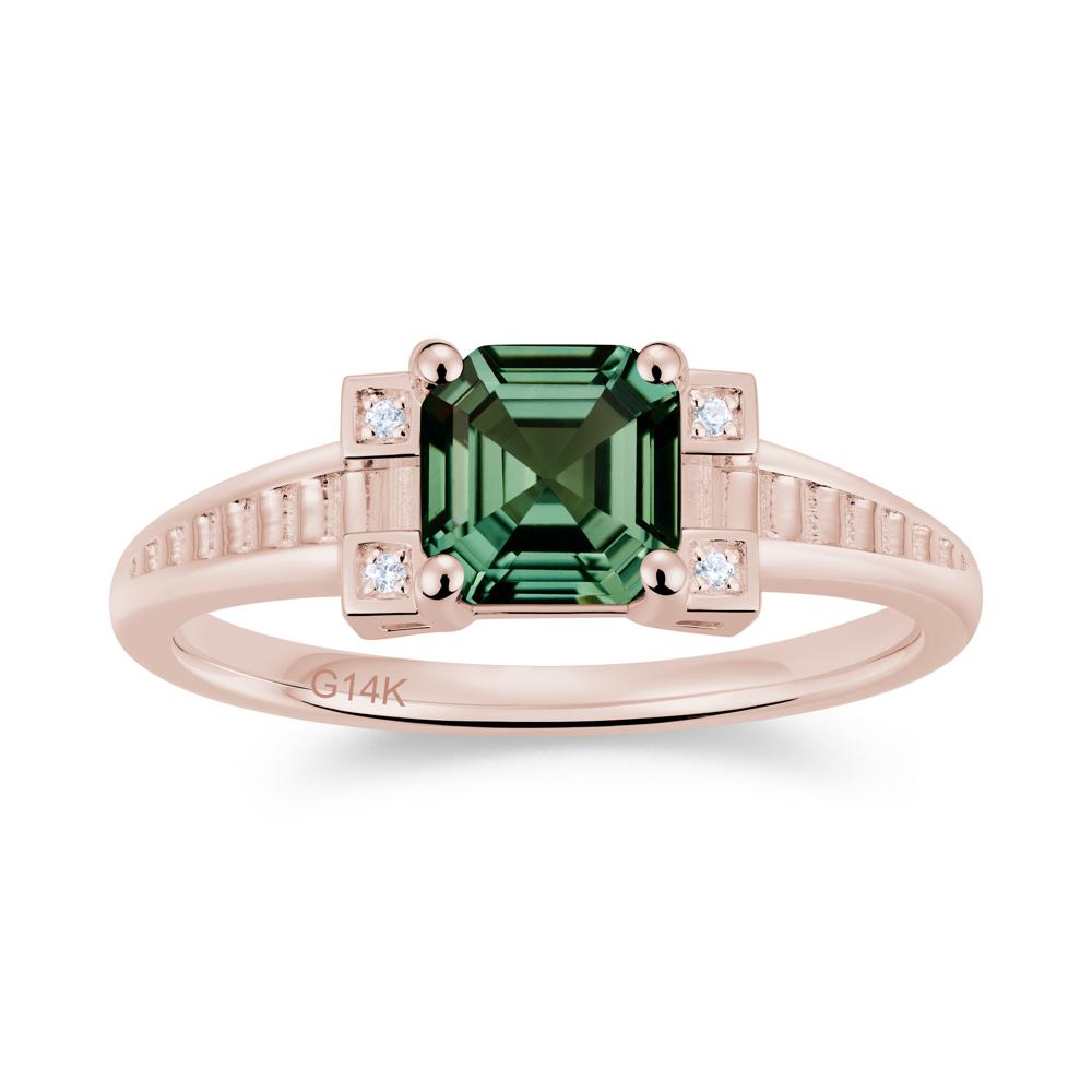 Asscher Cut Amethyst Tapered Ring - LUO Jewelry #gemstone_Green Sapphire